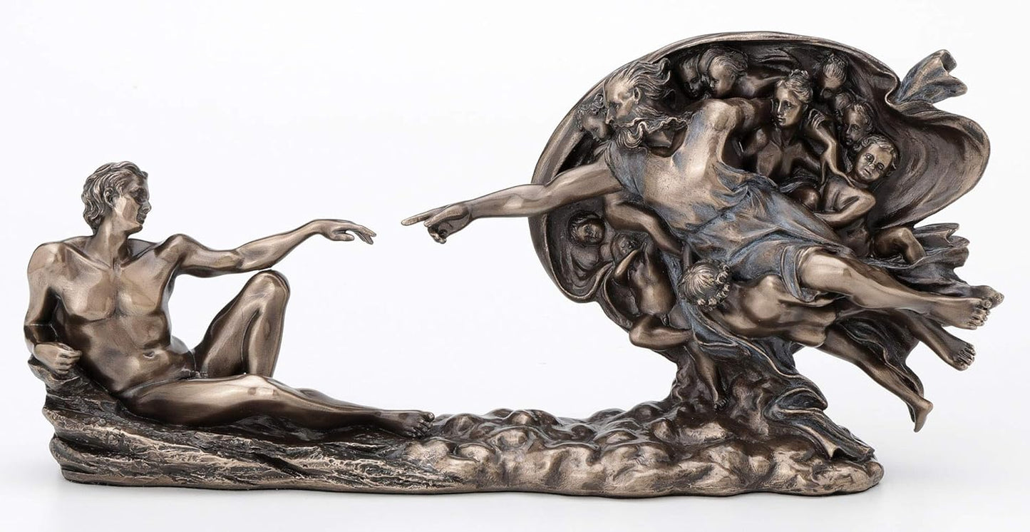 Veronese Design 4.5 Inch Genesis The Creation of Adam Sistine Chapel Michelangelo Great Art Religious Antique Bronze Statue