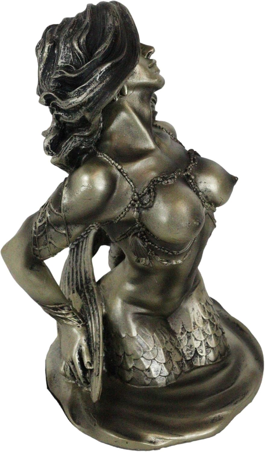 Atlantic Collectibles Aged Bronze Resin Nude Seductive Mermaid Figurine 7.25" H
