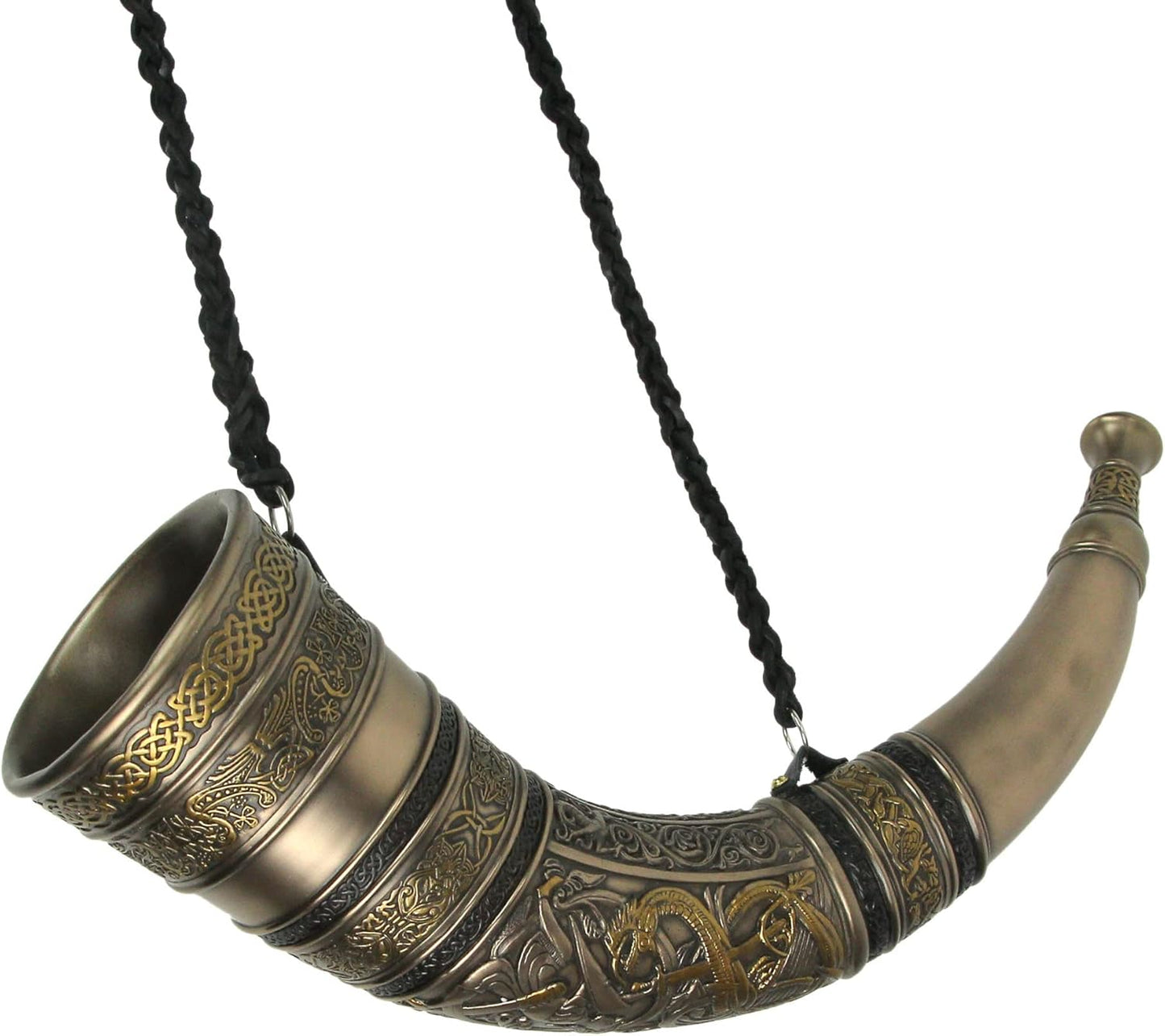Veronese Design Sigur Slaying Fafnir Viking Horn & Dragon Wall Mount Cold Cast Resin Sculpture
