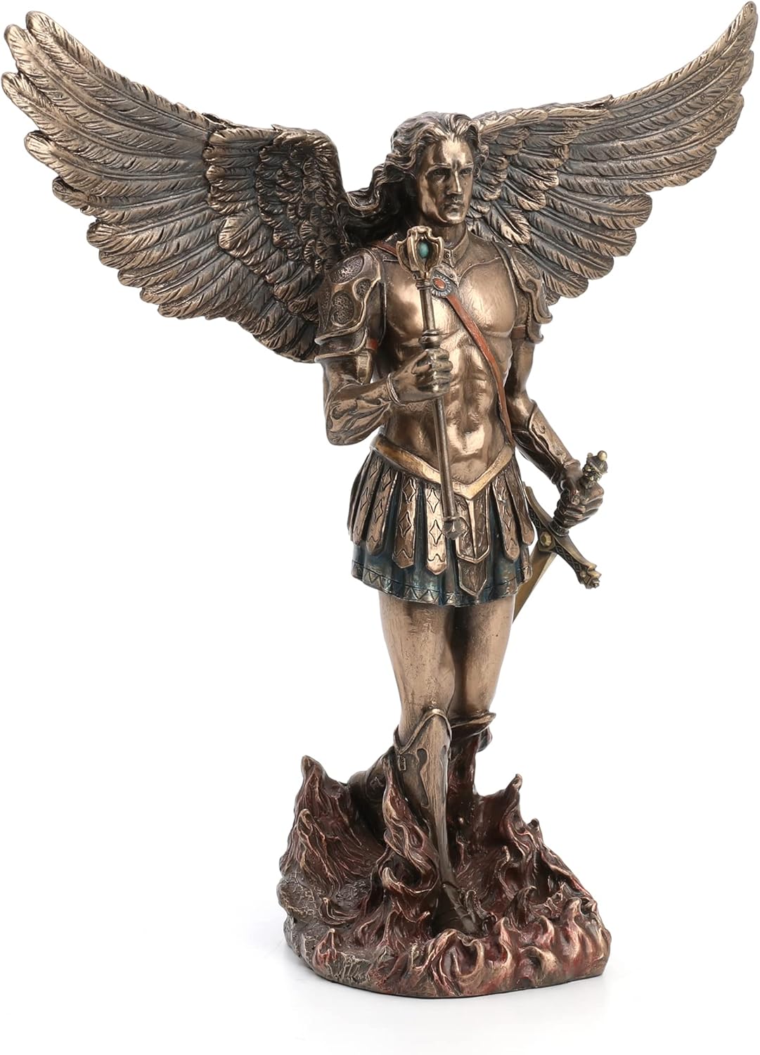 Veronese Design 12 1/4 Inch Tall Archangel Saint Michael Cold Cast Resin Antique Bronze Finish Sculpture Statue