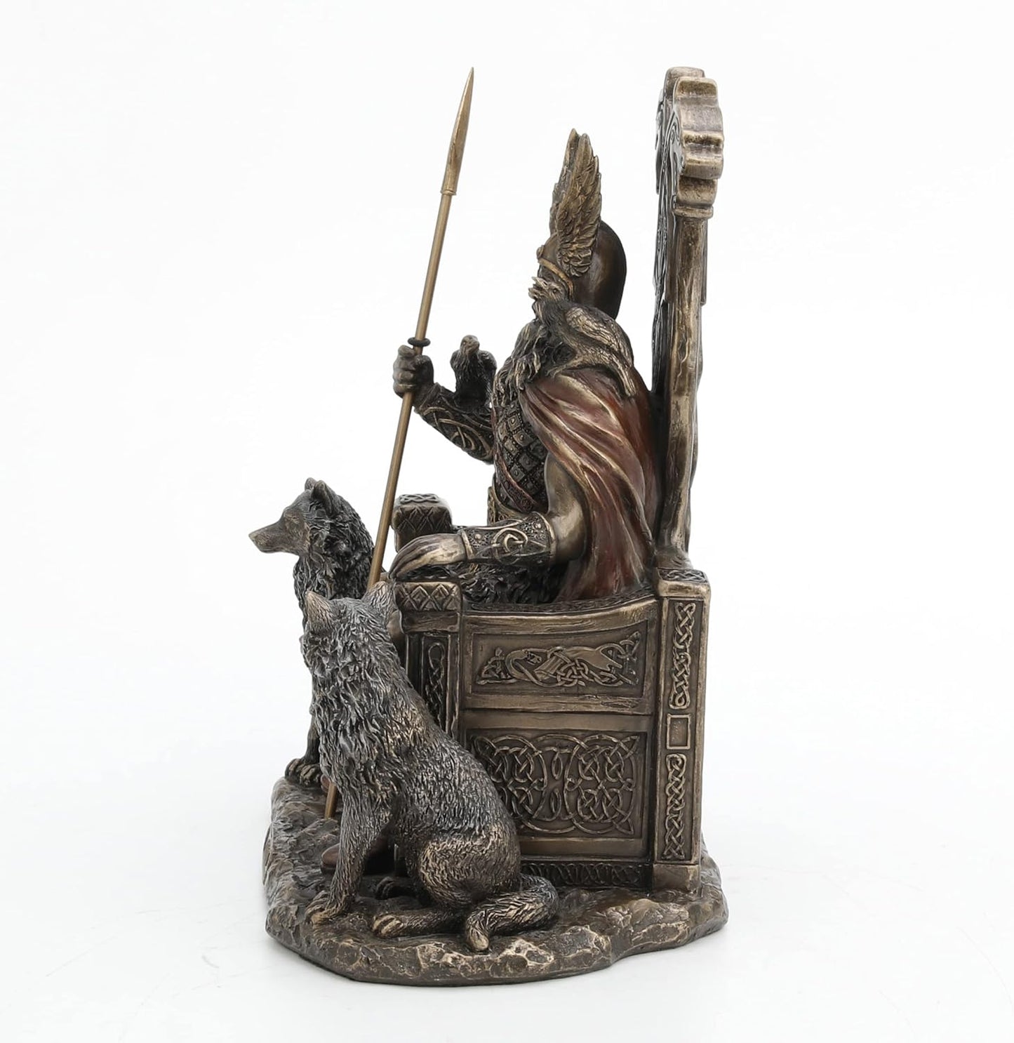 Veronese Design Norse God Odin on Throne with Wolves Bronze Finished Statue