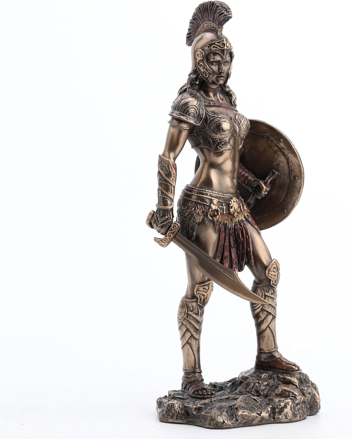 Veronese Design 9" Tall Amazon Warrior Wielding Sword and Shield Cost Cast Bronzed Resin Sculpture Collectible Figurine Greek Roman Spartan Gift
