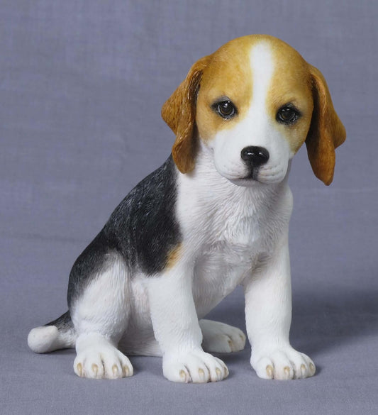 4.25 Inch Beagle Puppy Sitting Decorative Figurine, Brown and White