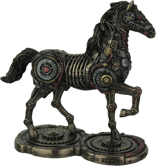 Veronese Incredibly Detailed Steampunk Style Prancing Horse Statue