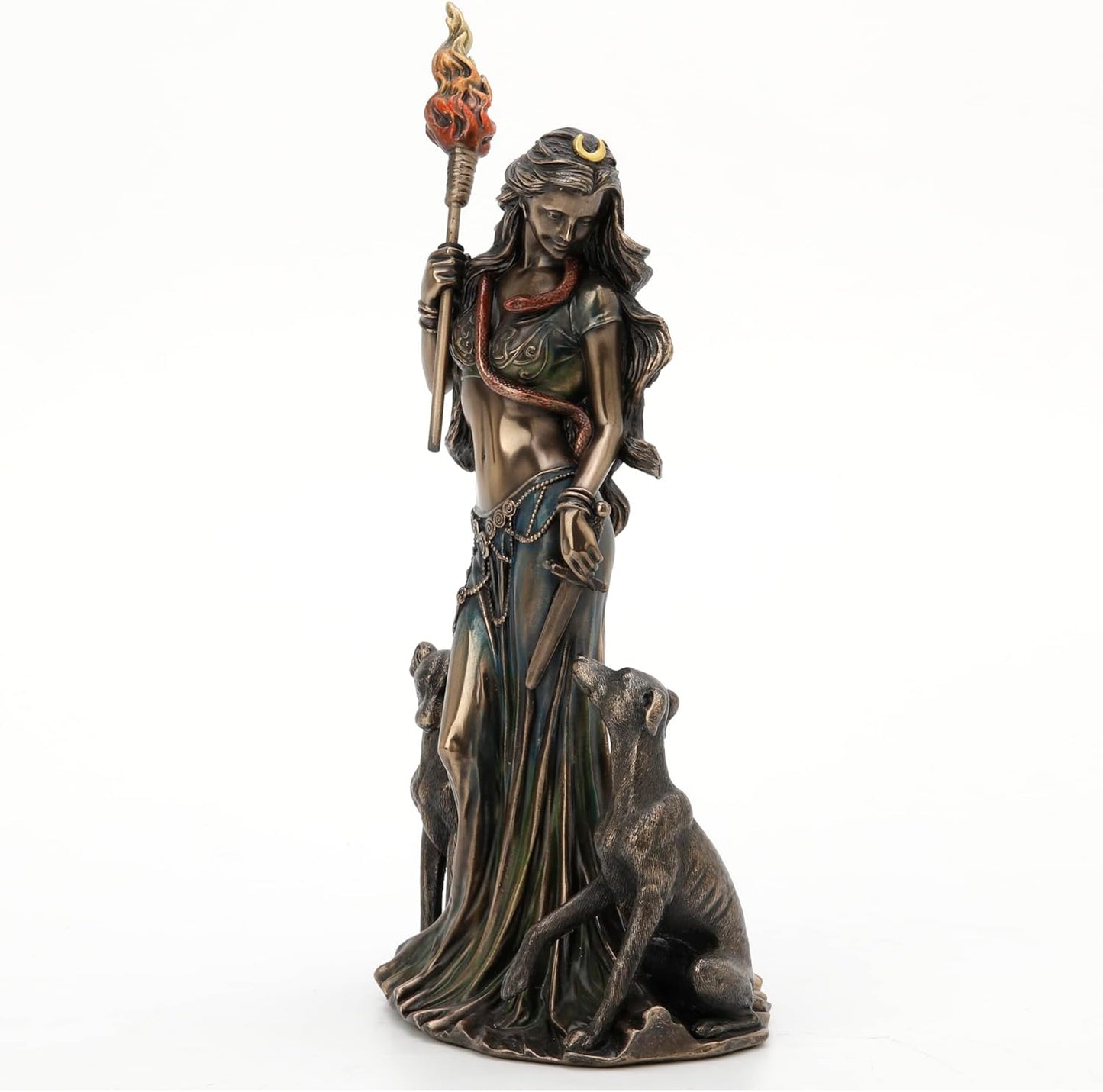 Veronese Design Hecate Greek Goddess of Magic with Her Hounds Cold Cast Bronzed Resin Sculpture Fantasy Figurine Home Decor, Bronze, Length 4 1/2 * Width 3 1/2 * Height 9 1/4 (Inch) (WU77853A4)