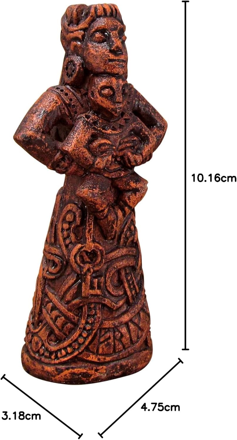 Dryad Design Frigga Figurine - Small Statue Norse Goddess of Love & Marriage - Viking Home Decor Figure (Wood Finish)