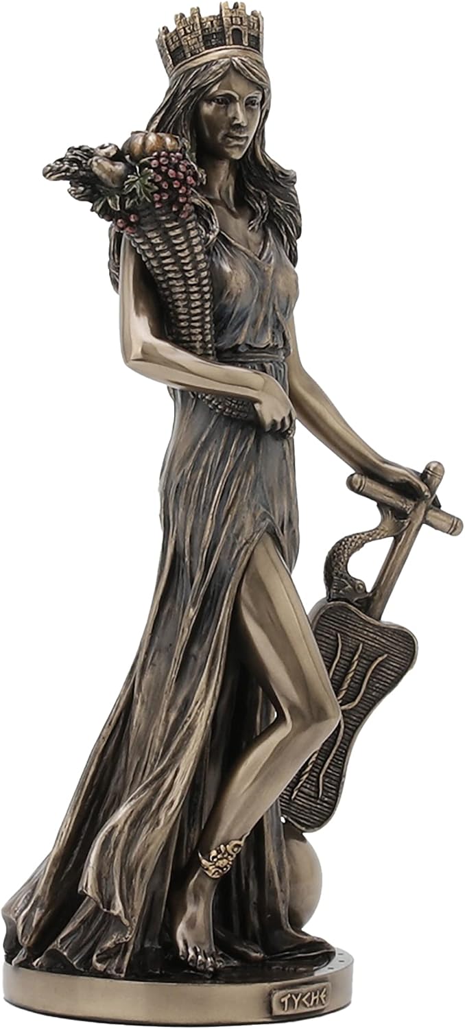 Veronese Design Bronze Finished Tyche Greek Goddess Of Fortune and Prosperity Statue Fortuna Lady Luck, Length 5 1/8 * Width 4 1/8 * Height 11 1/4 (Inch),WU77777A4