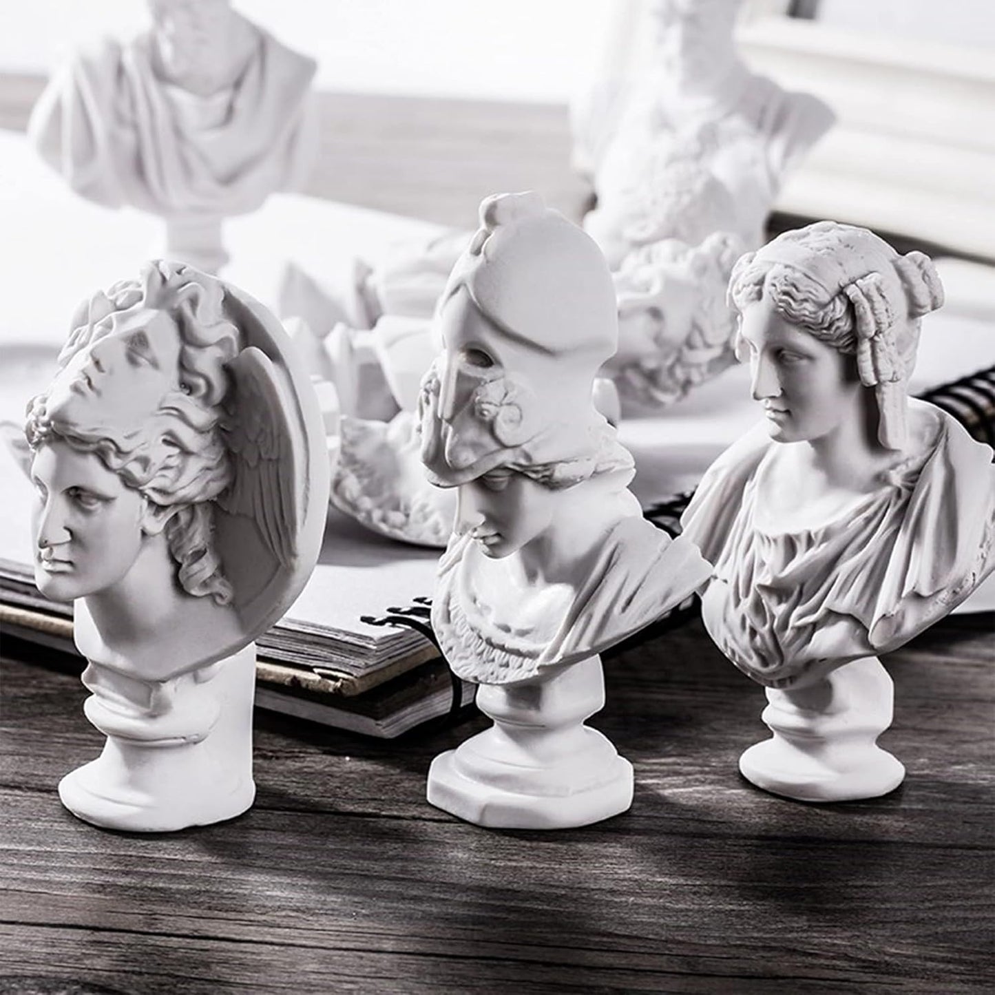 Greek Mythology Bust Statue Set - 10 PCS Resin Mini Figurines for Decor/Gifts/Drawing