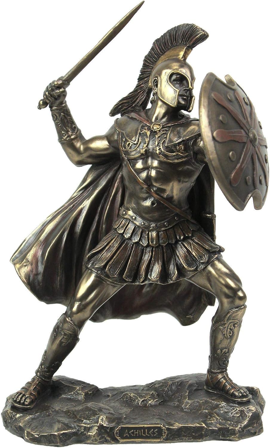 Veronese Design 9 5/8 Inch Greek Hero Achilles Battle Stance Cold Cast Resin Antique Bronze Finish Statue Home Decor