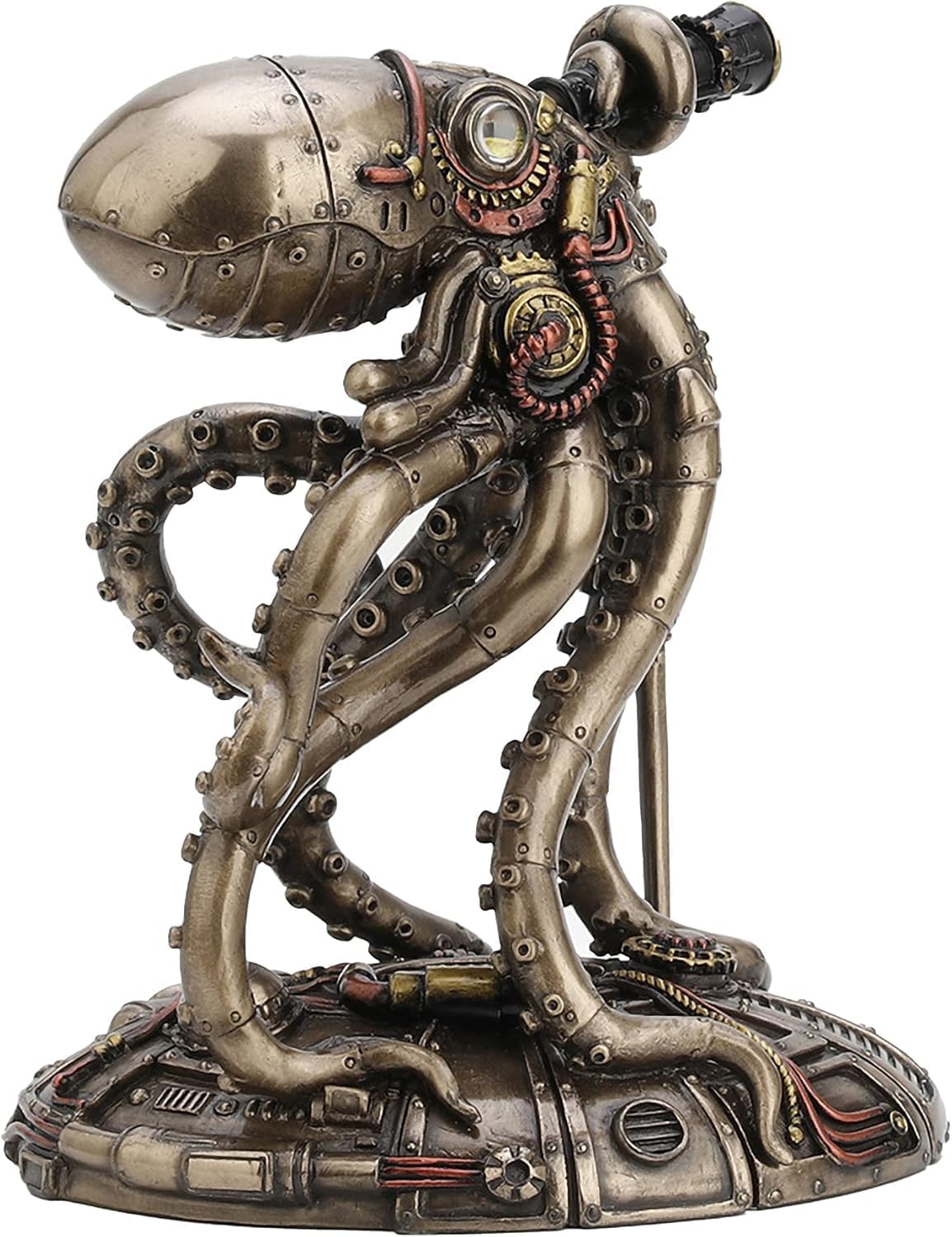 Veronese Design 6 3/4 Inch Tall Steampunk Octopus Space Observer Cold Cast Bronzed Resin Fantasy Collectibles Animals Figurine Space Alien Home Decor