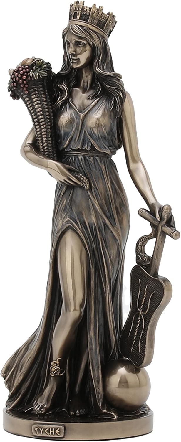 Veronese Design Bronze Finished Tyche Greek Goddess Of Fortune and Prosperity Statue Fortuna Lady Luck, Length 5 1/8 * Width 4 1/8 * Height 11 1/4 (Inch),WU77777A4