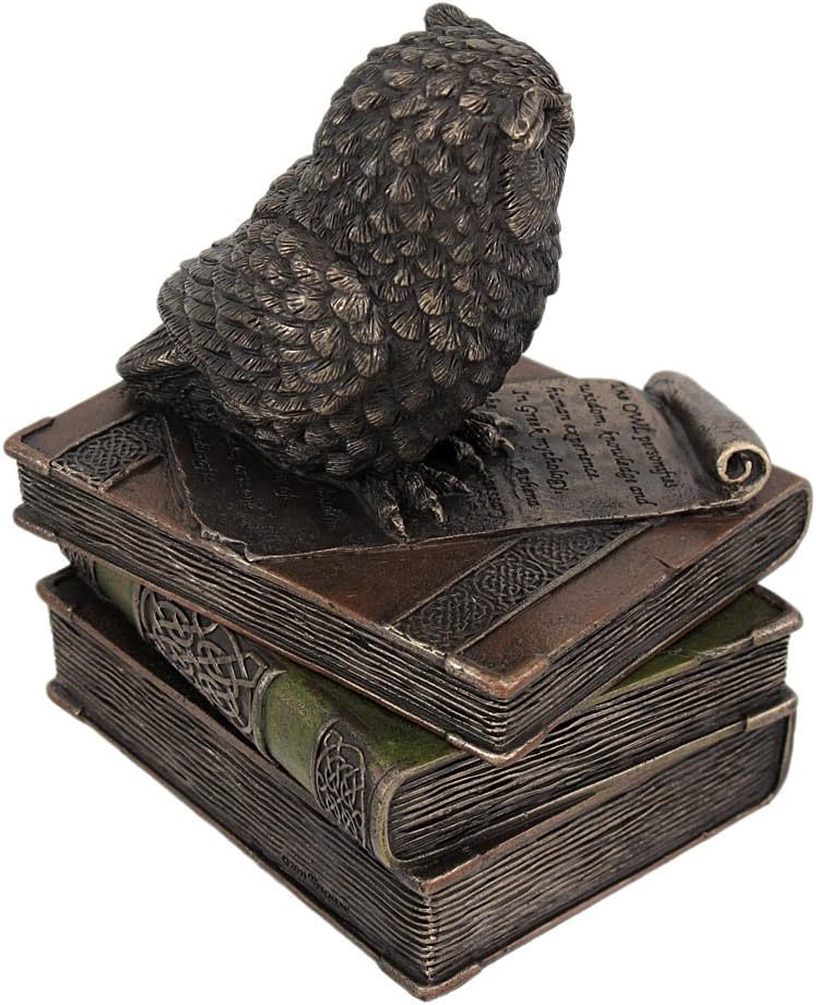 Veronese Design Bronzed Finish Wise Old Owl Trinket Box