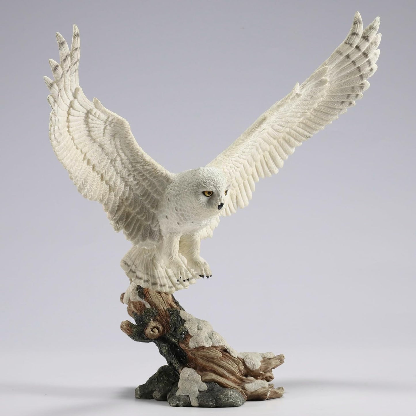 Veronese Design 13 Inch Tall Snowy Owl Flight Resin Sculpture Hand Painted Finish