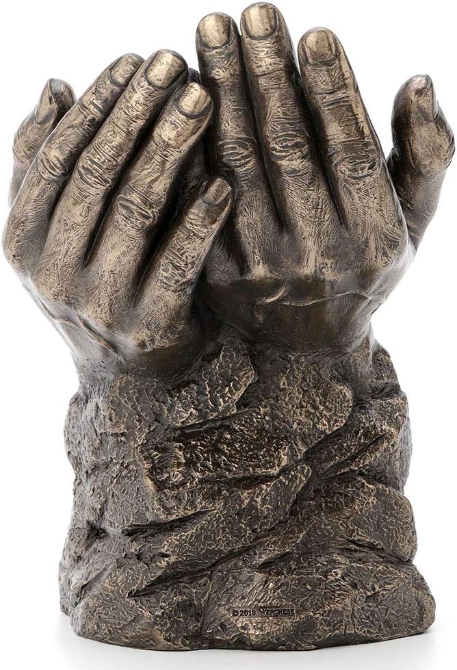 Veronese Design 8.25 Inch Sleeping Baby in Lord's Hands Cross Religious Motivational Spiritual Sculpture Antique Bronze Finish Statue