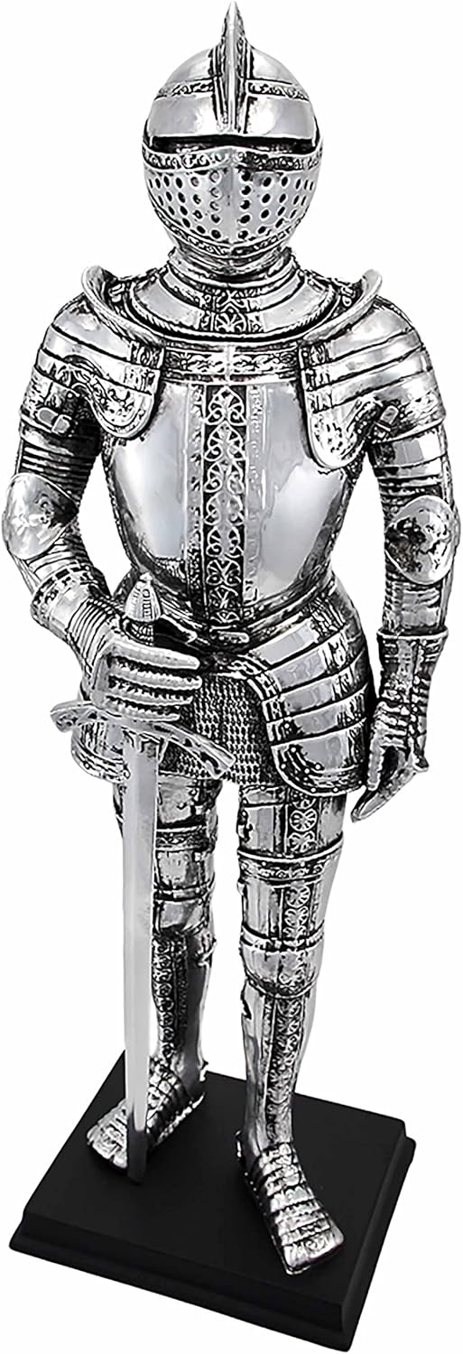 Veronese Design Silver Finish Medieval Knight in Armor Statue Figure Armour