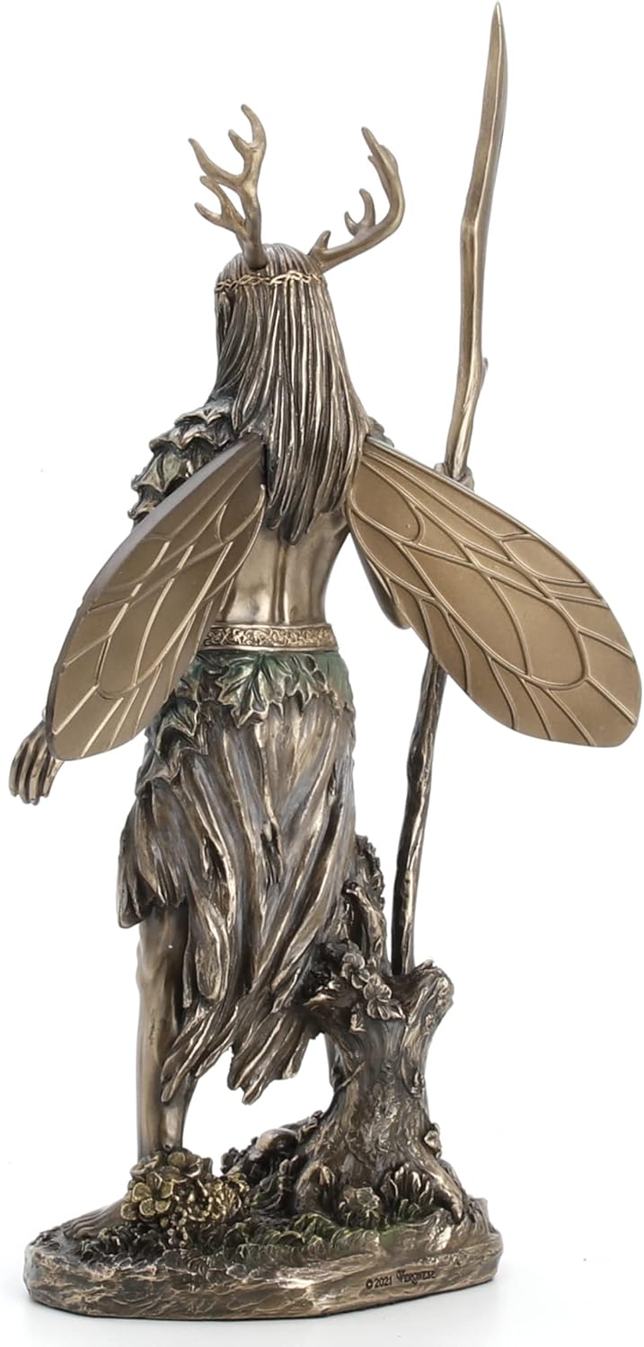 Veronese Design Celtic Antler Druid Wielding Staff Bronze Resin Statue Pagan Home Decor Sculpture