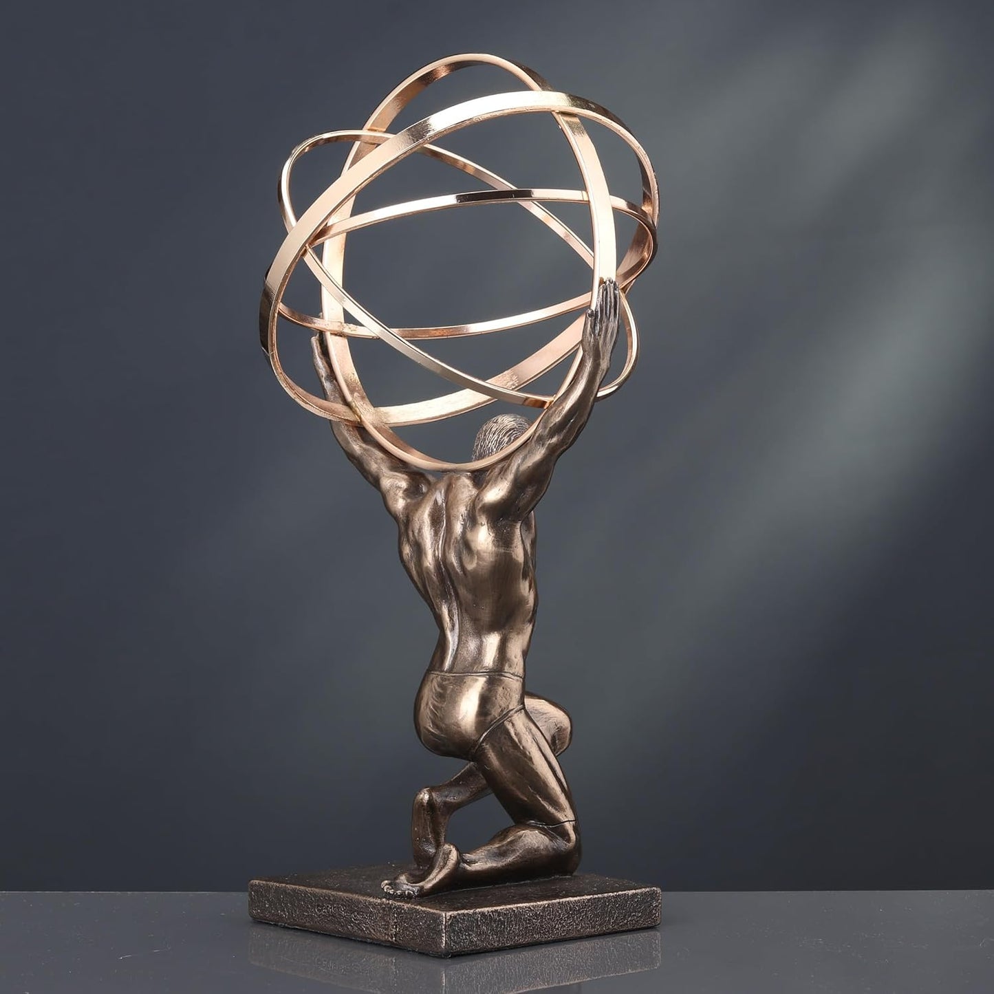 Bronze and Gold Finish Atlas Carrying Celestial Sphere Statue