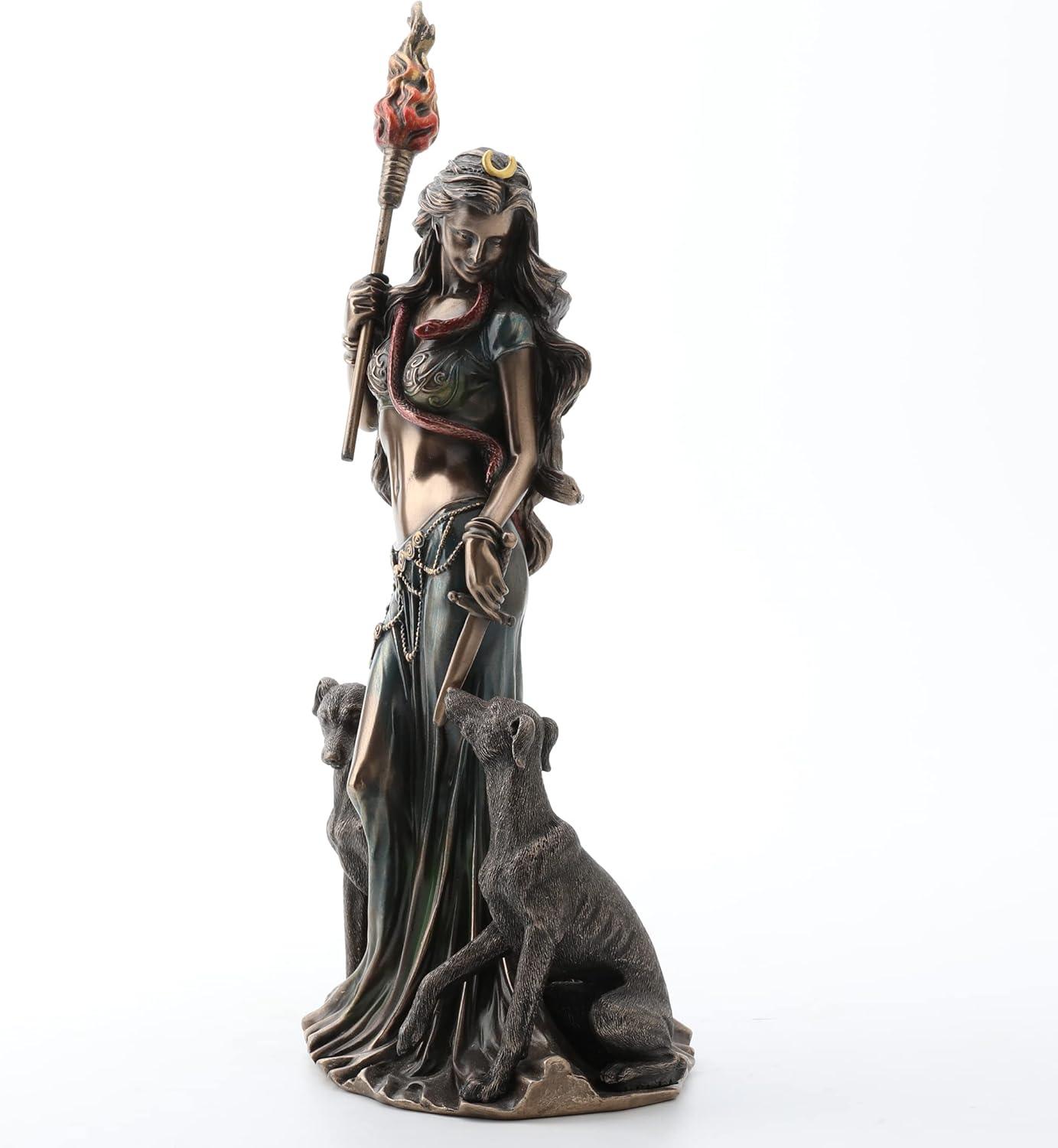 Veronese Design 13 3/8" Tall Cold Cast Resin Antique Bronze Finish Hecate Greek Goddess of Magic with Her Hounds Statue Figurine