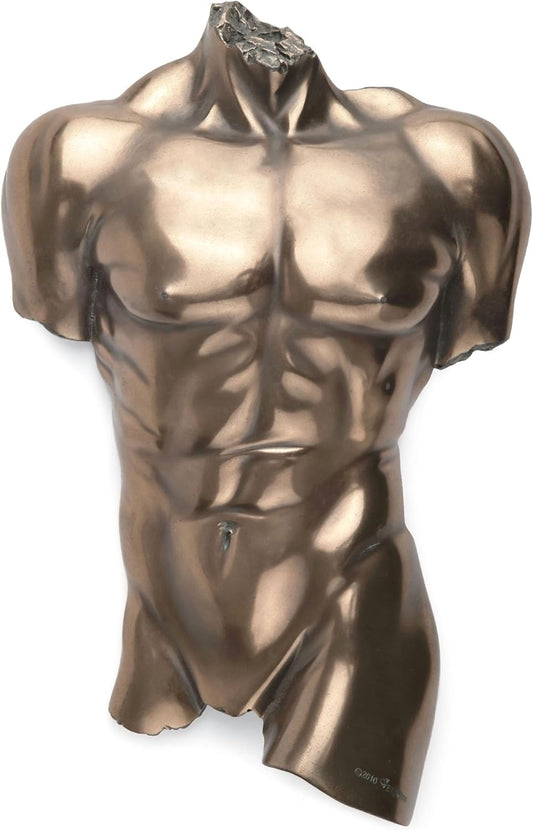 Veronese Design Bronze Finish Nude Male Torso Wall Hanging Figure Anatomy