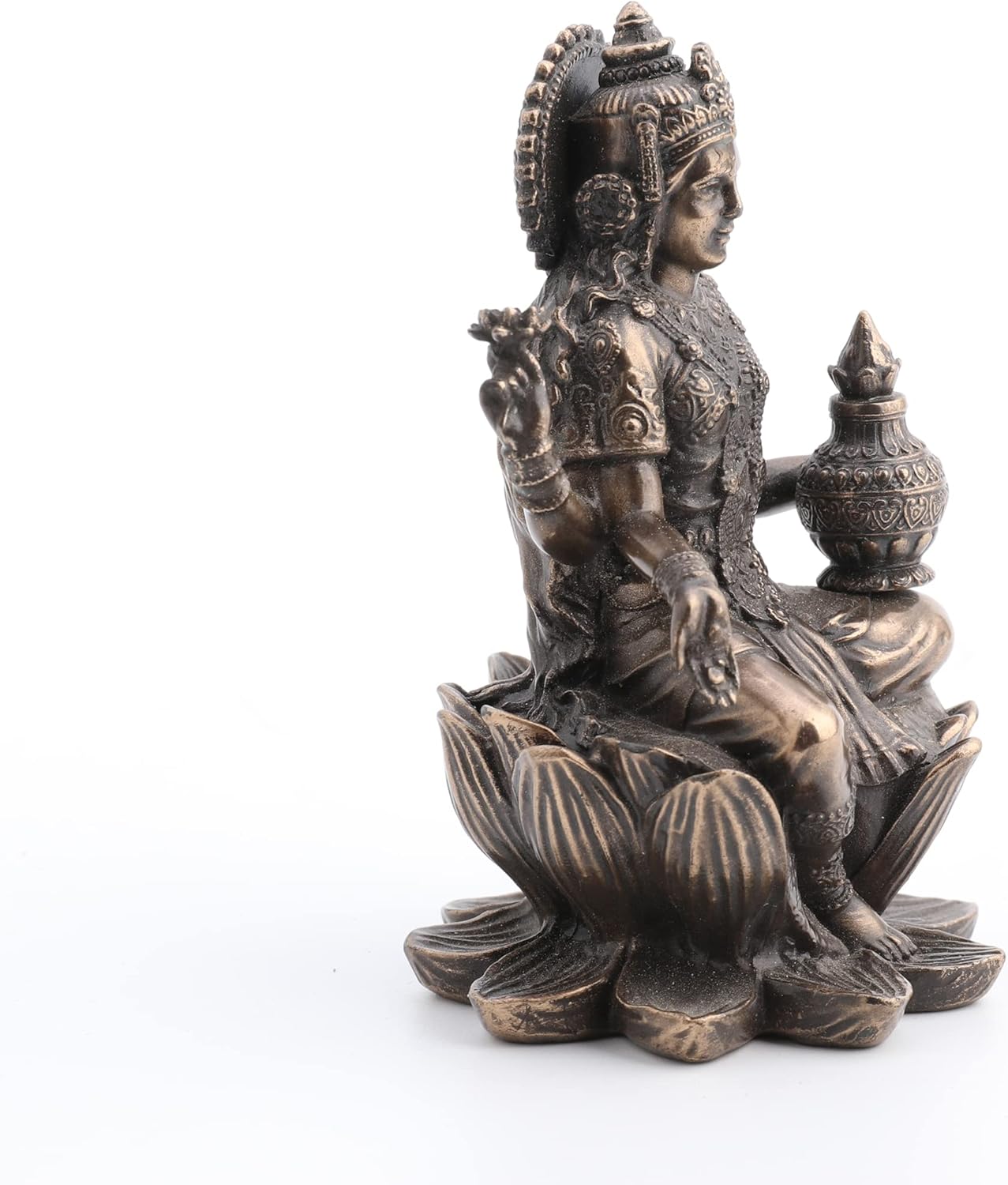 Veronese Design Bronze Finish Lakshmi Hindu Goddess On Lotus Figurine