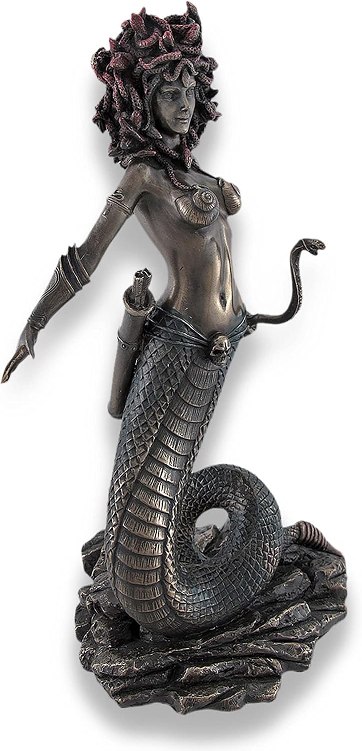 Bronzed Medusa with Double Snake Bow and Arrows Statue