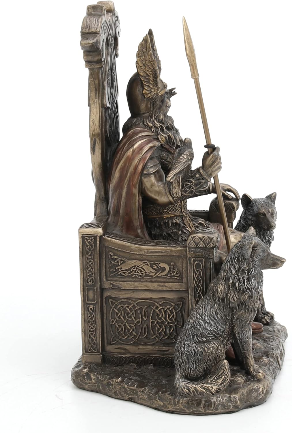 Veronese Design Norse God Odin on Throne with Wolves Bronze Finished Statue