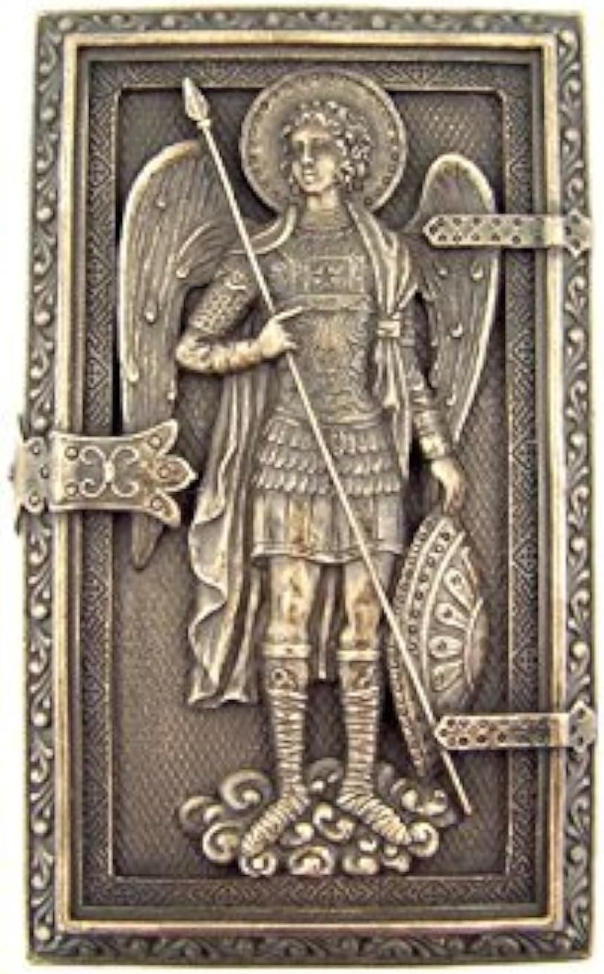 US Religious Gifts Archangel Saint St Michael Cold Cast Bronze Rosary Relic or Keepsake Case Framed Trinket Box