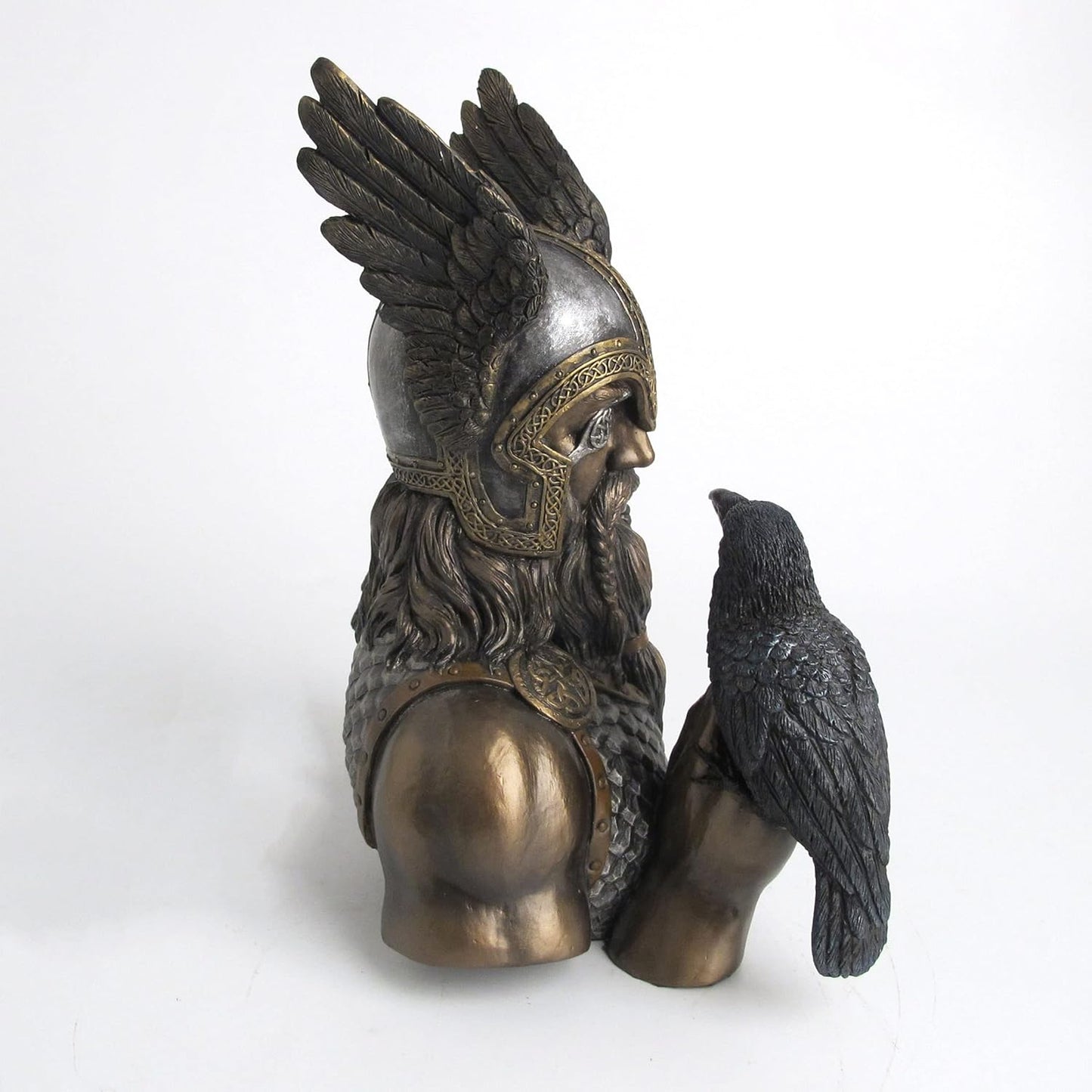 Veronese Design Norse God Odin and His Raven Hand Painted Resin Sculpture Statue