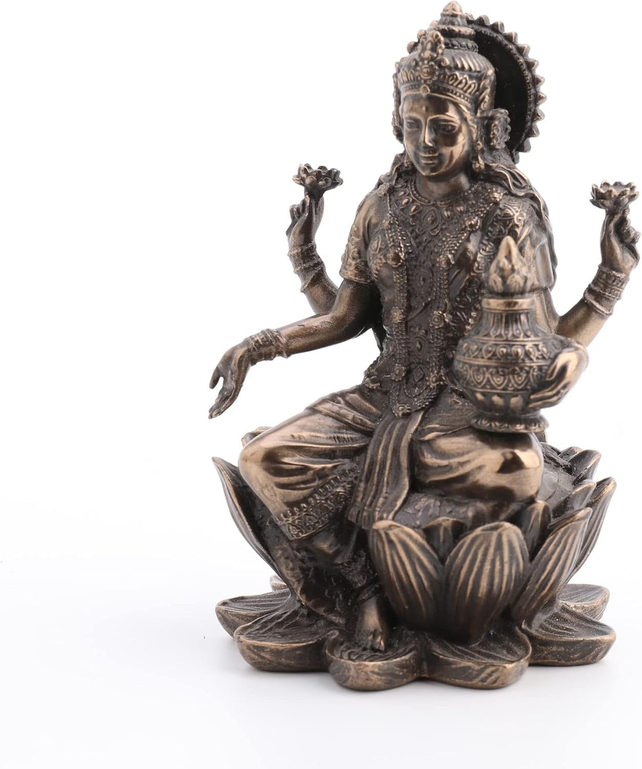 Veronese Design Bronze Finish Lakshmi Hindu Goddess On Lotus Figurine