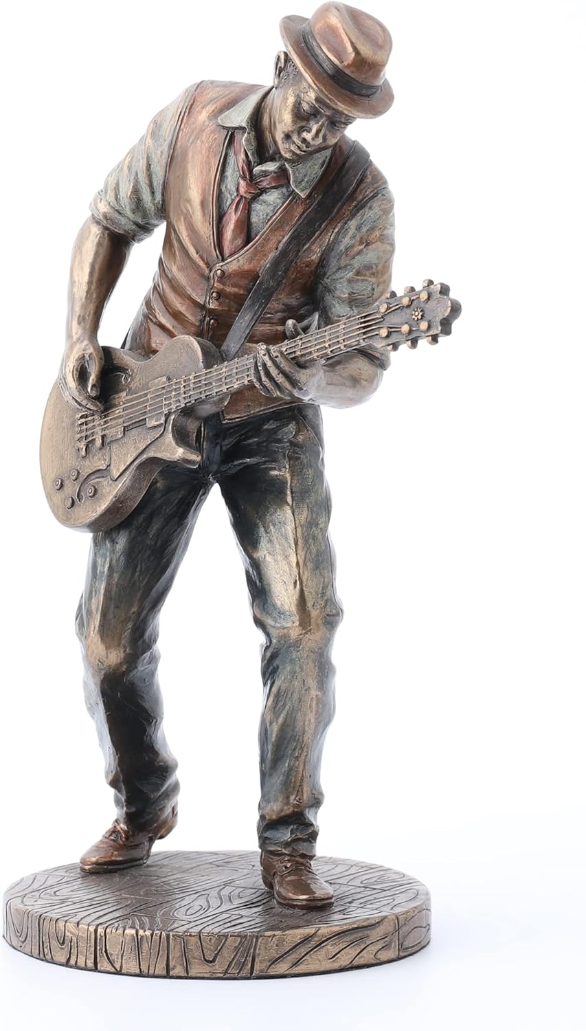 Veronese Design 7 5/8" Jazz Band Casual Guitar Player Resin Statue Cast Bronze Finish