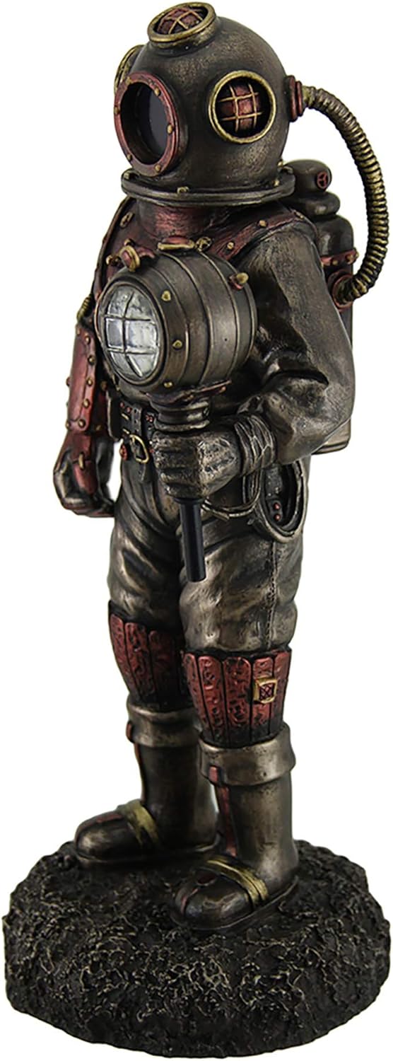 Veronese Design Lighted Steampunk Skeleton In Diving Suit Statue