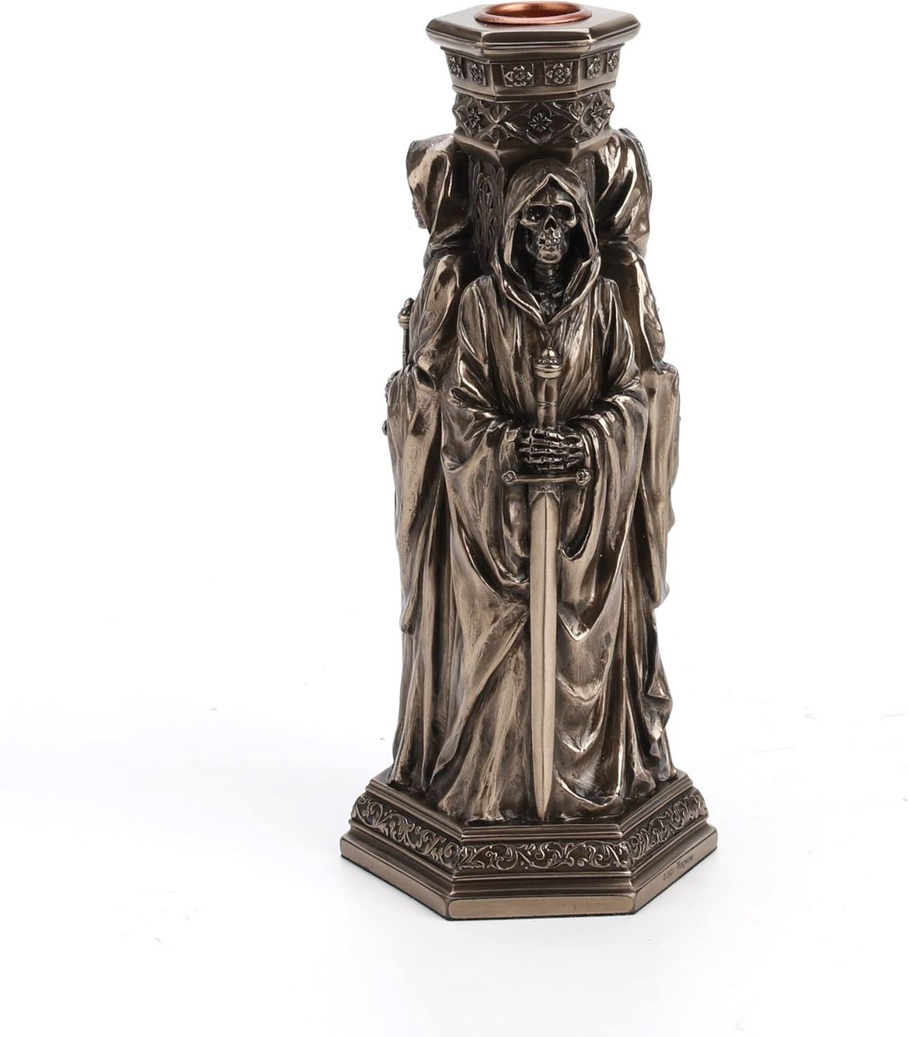 Veronese Design The Deaths Macabre Triple Skeleton Grim Reaper Single Taper Candle Holder
