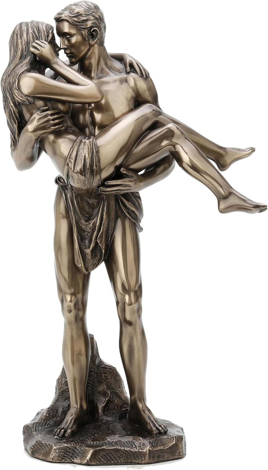 The Lovers Bronze Finished Man Carrying Woman Nude Statue