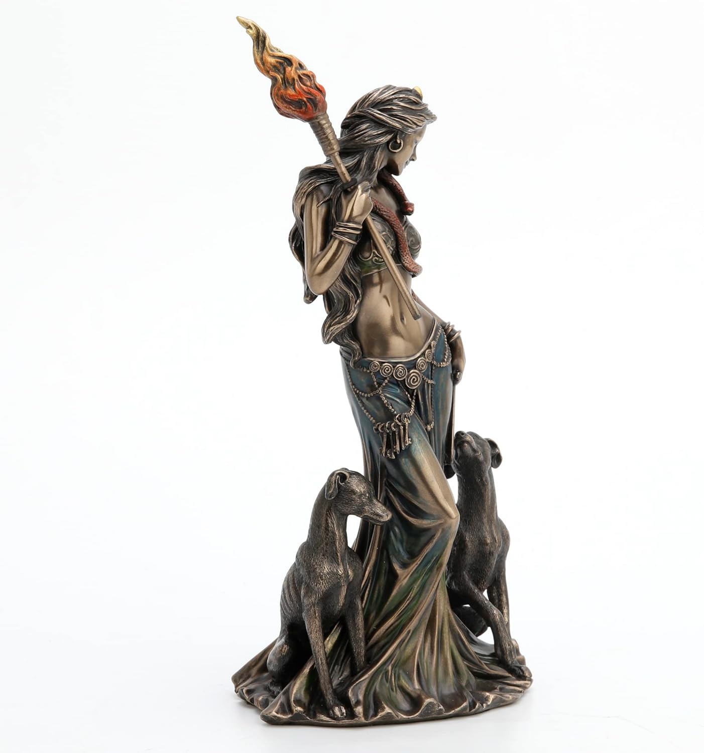 Veronese Design Hecate Greek Goddess of Magic with Her Hounds Cold Cast Bronzed Resin Sculpture Fantasy Figurine Home Decor, Bronze, Length 4 1/2 * Width 3 1/2 * Height 9 1/4 (Inch) (WU77853A4)