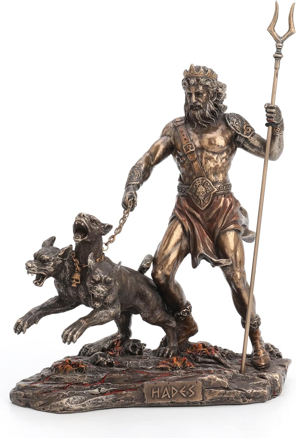 Veronese Design 9" Tall Hades Greek God of The Underworld with Cerberus Resin Statue Bronze Finish