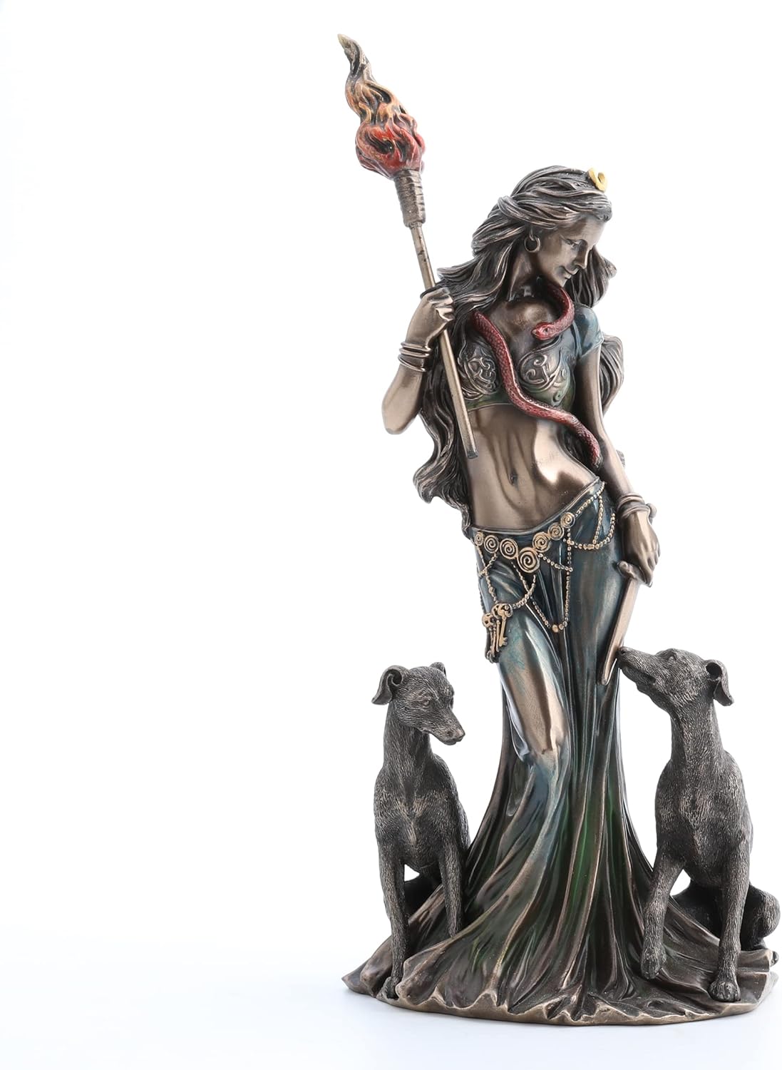 Veronese Design 13 3/8" Tall Cold Cast Resin Antique Bronze Finish Hecate Greek Goddess of Magic with Her Hounds Statue Figurine