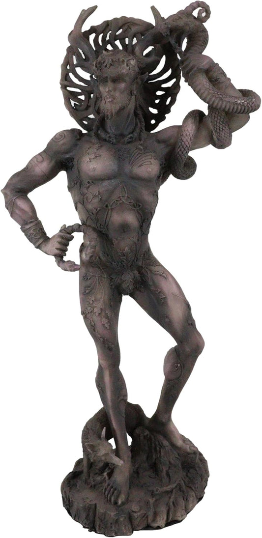 Ebros Gift Celtic Shaman God Cernunnos The Horned God Holding Torc and Snake Resin Figurine in Clay Colored Finish Herne The Hunter Counterpart Decorative Statue