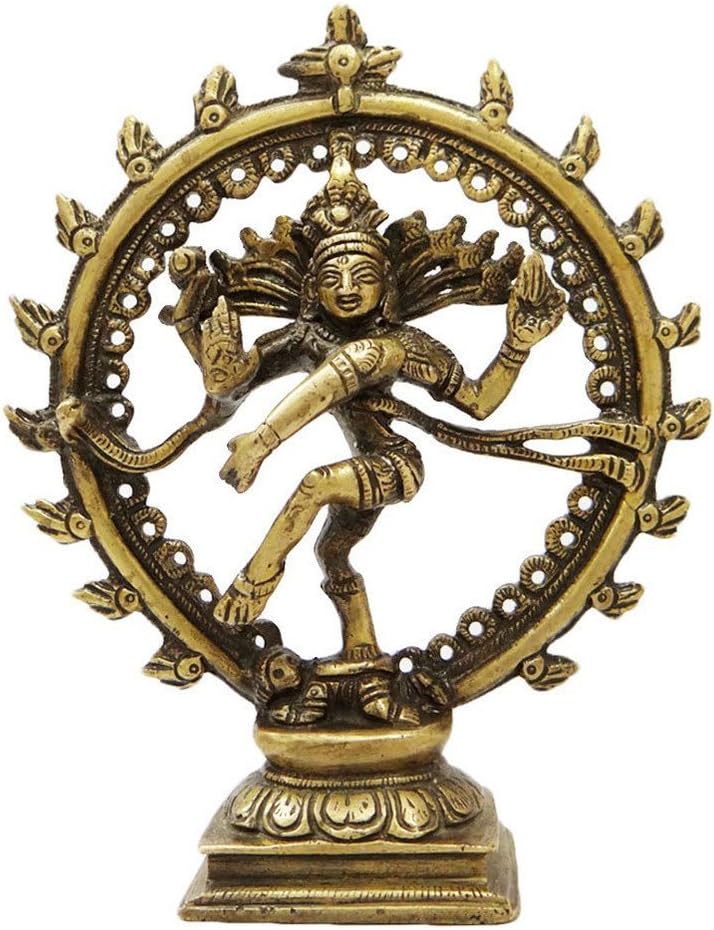 Hindu God Deity Shiva Dancing Nataraja Natraj Brass Statue Sculpture for Home Decor Temple Mandir 6.5"