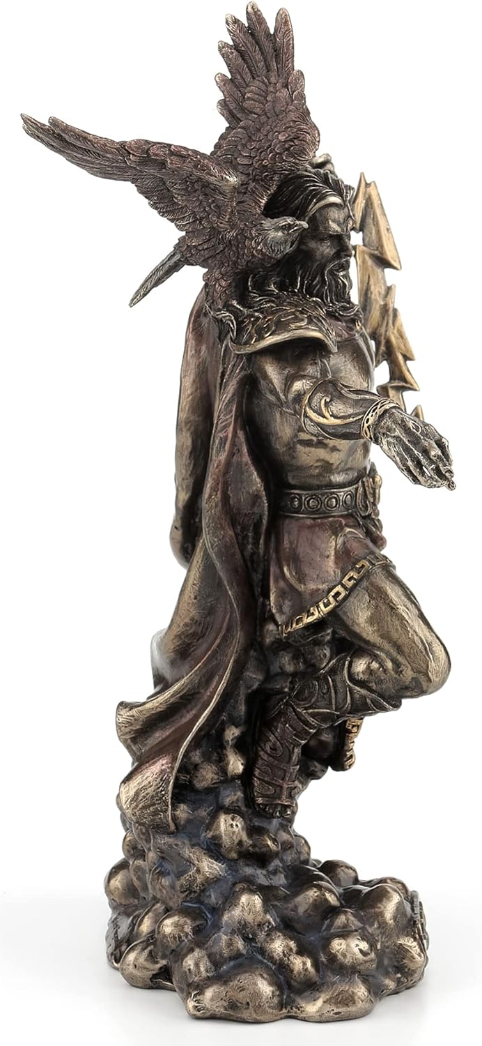 Veronese Design 11 3/4" Zeus Greek God Holding Thunderbolt with Eagle Cold Cast Resin Statue Antique Bronze Finish Sculpture