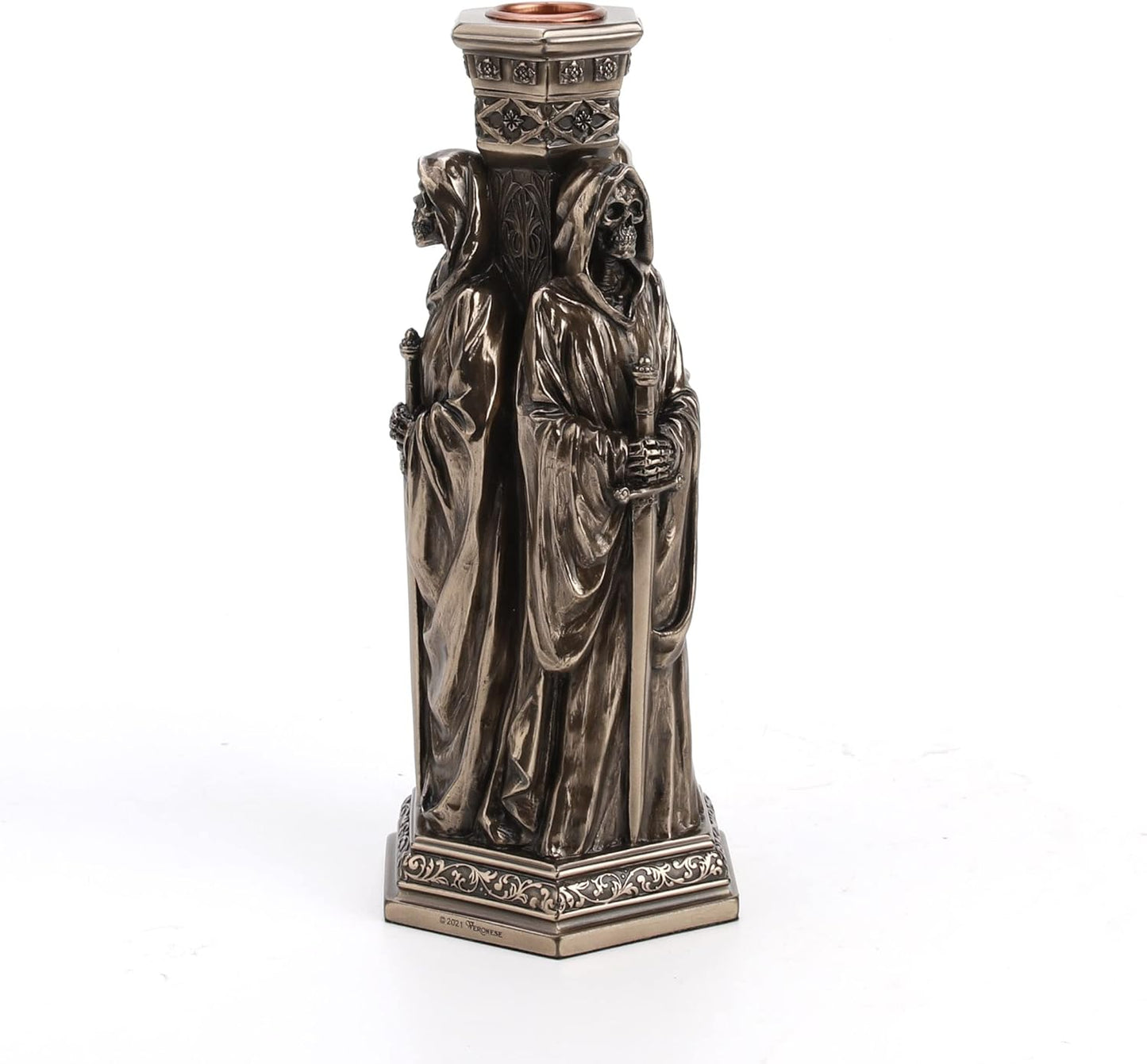 Veronese Design The Deaths Macabre Triple Skeleton Grim Reaper Single Taper Candle Holder