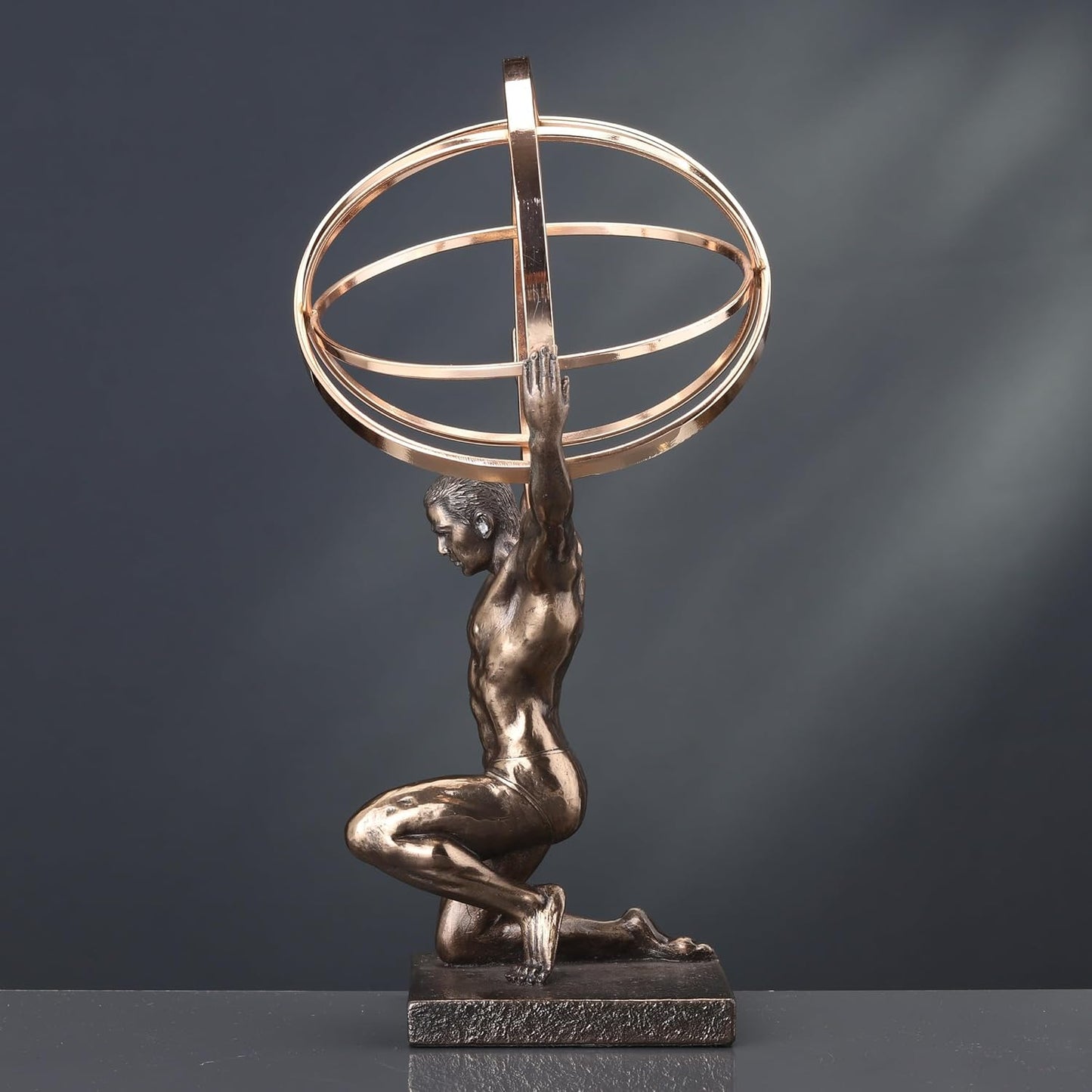 Bronze and Gold Finish Atlas Carrying Celestial Sphere Statue