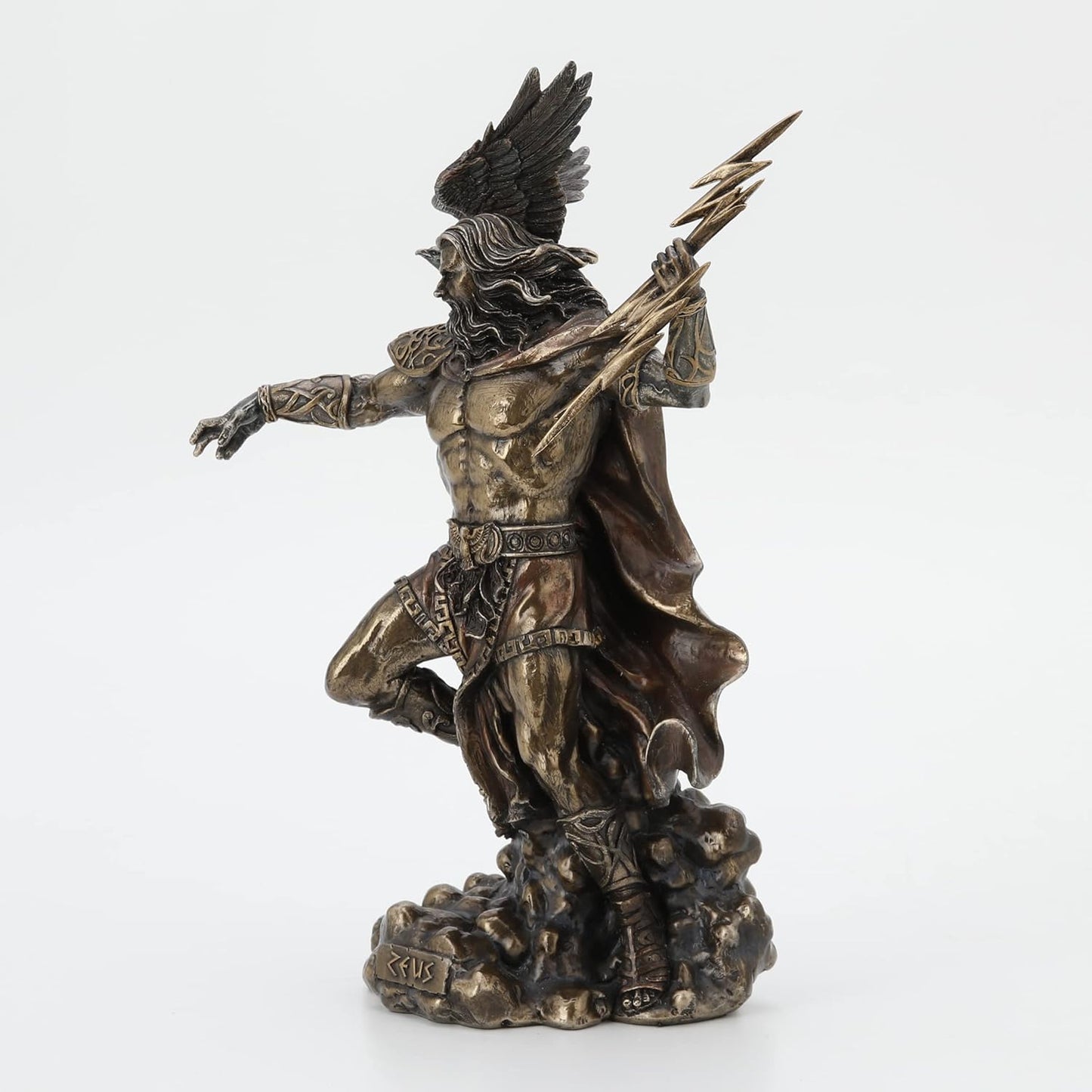 Veronese Design 11 3/4" Zeus Greek God Holding Thunderbolt with Eagle Cold Cast Resin Statue Antique Bronze Finish Sculpture