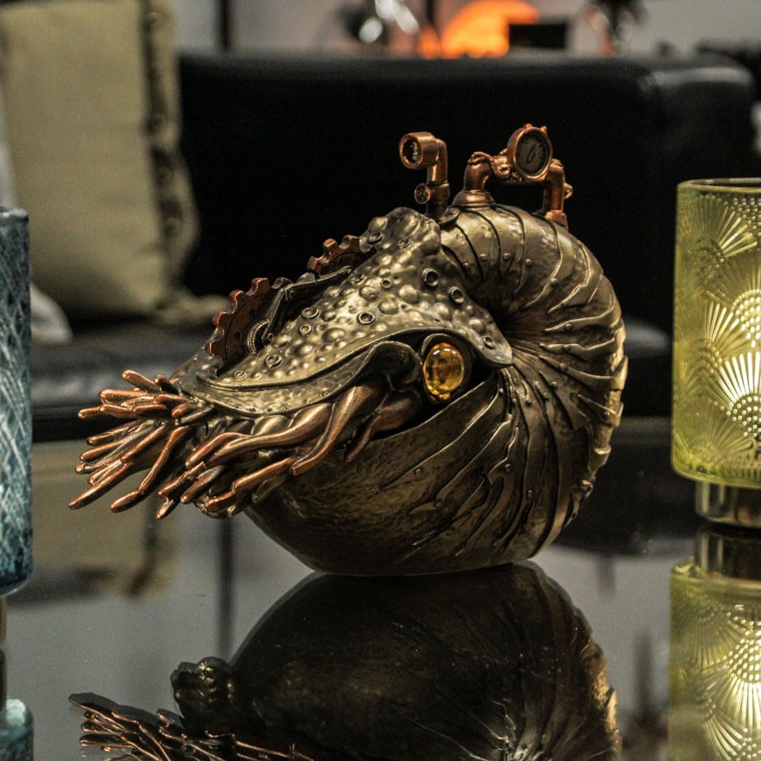 Zeckos Bronze/Copper Finish Steampunk Nautilus Shell Sea Monster Fantasy Décor Tabletop Statue: Captivating 9-Inch Long Maritime Masterpiece from the Ocean's Depths