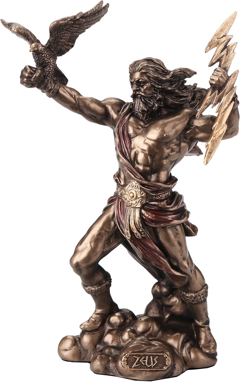 Veronese Design 4 3/8 Zeus Hand Painted Resin Sculpture Greek God of Heaven Holding Thunderbolt