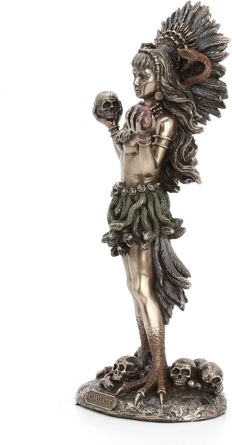 Veronese Design 9 7/8" Coatlicue Aztec Sperpant Skirt Goddess of Earth Cold Cast Resin Antique Bronze Finish Statue