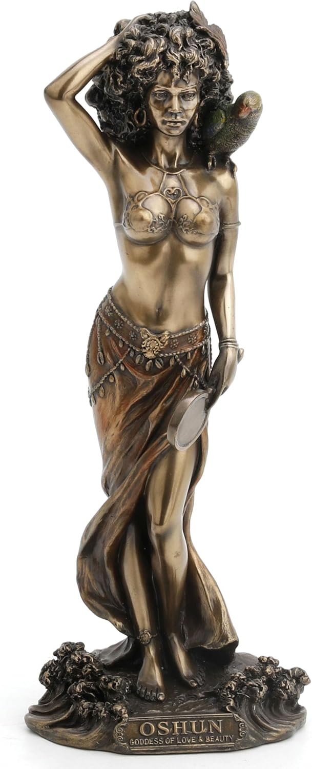 VERONESE DESIGN 9.5 Inch Tall Oshun The Orisha of Love, Marriage, and Fertility Cold Cast Resin Antique Bronze Finish