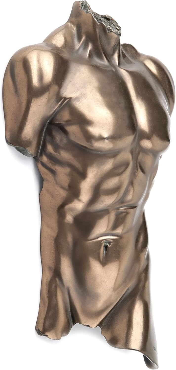 Veronese Design Bronze Finish Nude Male Torso Wall Hanging Figure Anatomy
