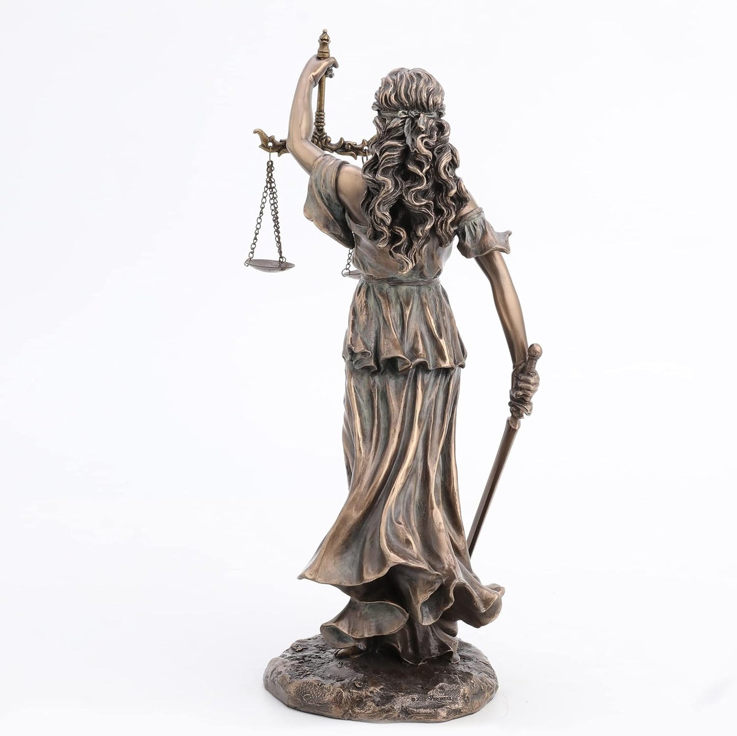 Unicorn Studio 13 1/4" Blindfold Lady Justice Holding Sword and Scale Resin Sculpture Bronze Finish