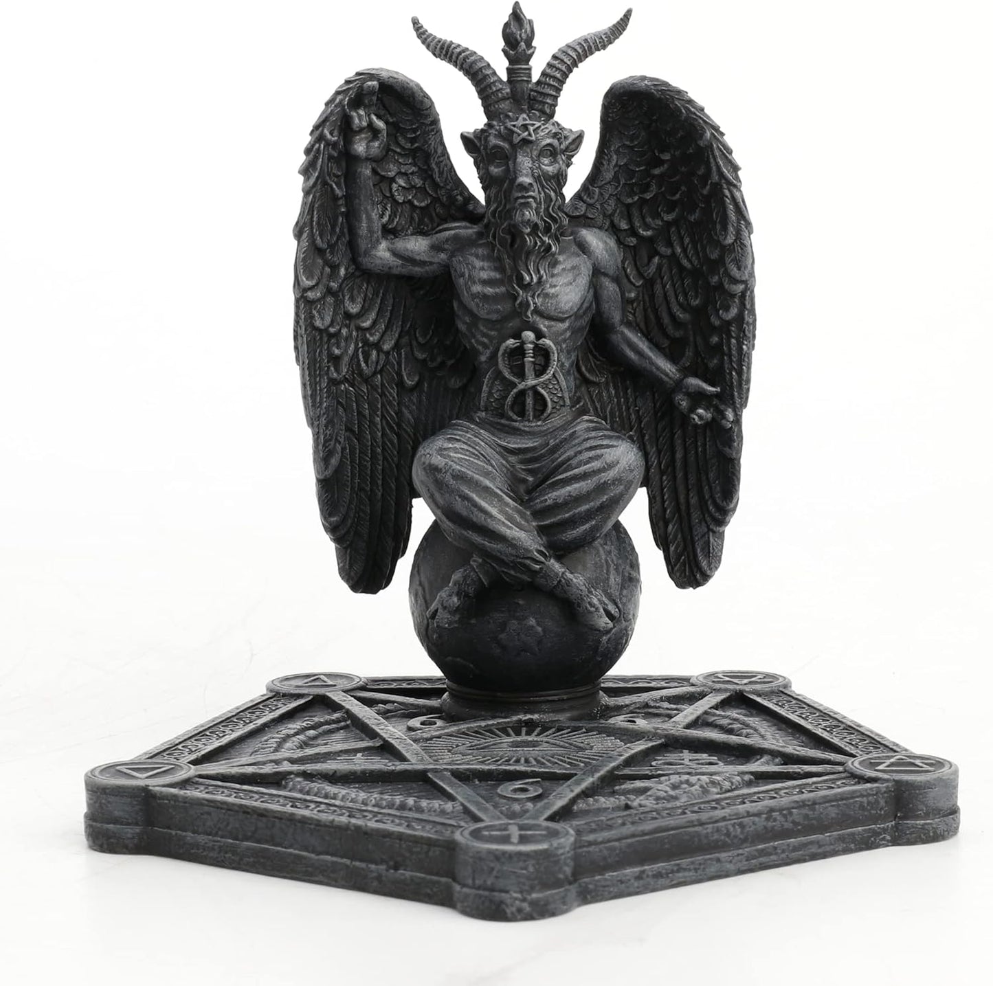 Veronese Design Incense Stick Burner Statue - Resin Pentagram Baphomet Sculpture
