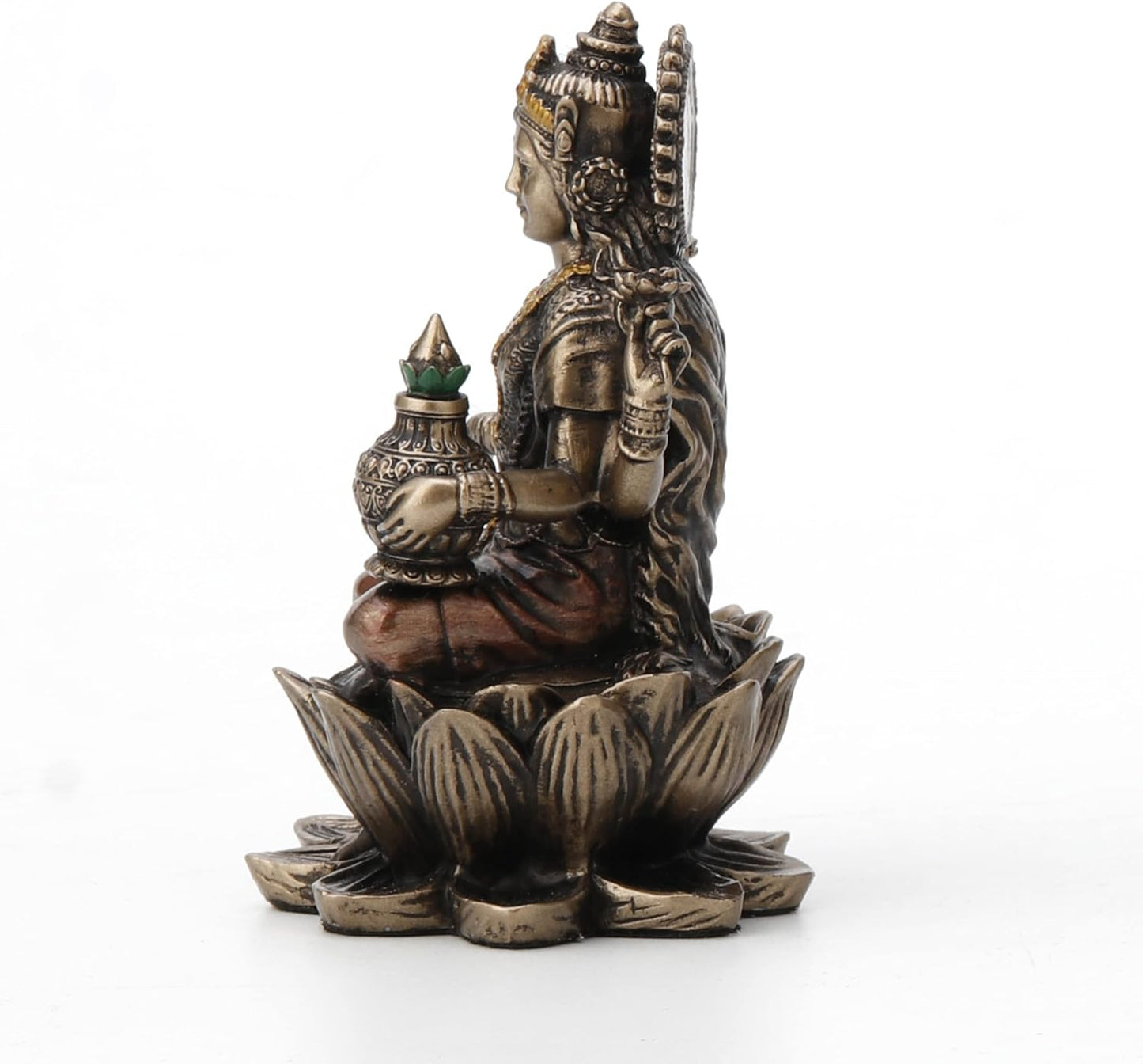 Veronese Design 3 3/8" Lakshmi Sitting on Lotus Spiritual Resin Statue Painted Bronze Finish